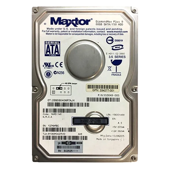 Buy HP 332649-003 | 80GB 7200RPM SATA 1.5Gb/s NHP LFF Hot-Pluggable 3.5-inch Hard Drive Refurbished - $106.30 HP 332649-003 | 80GB 7200RPM SATA 1.5Gb/s NHP LFF Hot-Pluggable 3.5-inch Hard Drive Refurbished - Hewlett-Packard (ou HP en abrégé) refurbished available on Gotodirect
