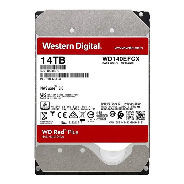 Western Digital WD140EFGX | Red Plus 14TB 7200RPM SATA 6Gb/s 512MB Cache 3.5-Inch NAS Hard Drive Refurbished - Western Digital refurbished available on Gotodirect