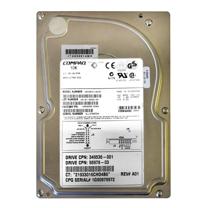 Buy HP 349536-001 | 4.3GB 7200RPM Wide Ultra2 SCSI LVD 80-Pin Hot Swappable 3.5-Inch Hard Drive Refurbished - $221.11 HP 349536-001 | 4.3GB 7200RPM Wide Ultra2 SCSI LVD 80-Pin Hot Swappable 3.5-Inch Hard Drive Refurbished - Hewlett-Packard (ou HP en abrégé) refurbished available on Gotodirect