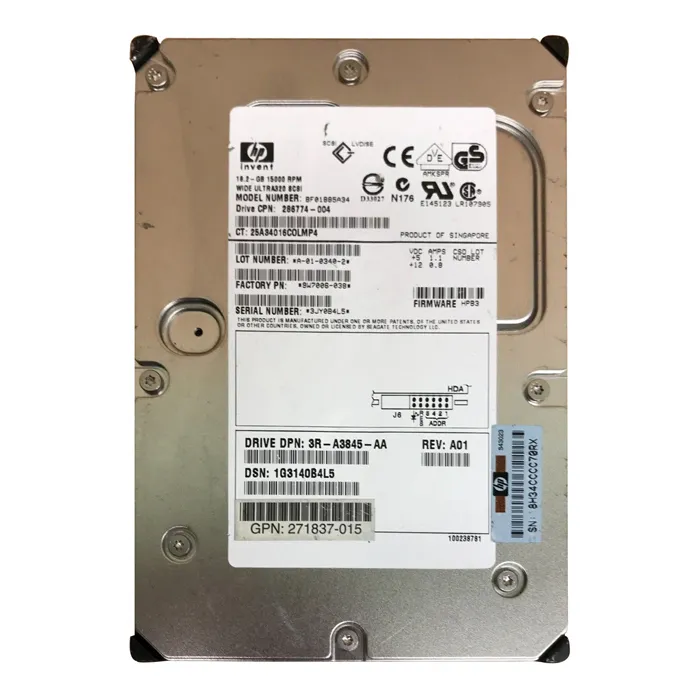 HP 271837-015 | 18.2GB 15000RPM Ultra-320 SCSI Hot-Pluggable (LVD) 80-Pin 3.5-Inch Hard Drive Refurbished - Hewlett-Packard (ou HP en abrégé) refurbished available on Gotodirect