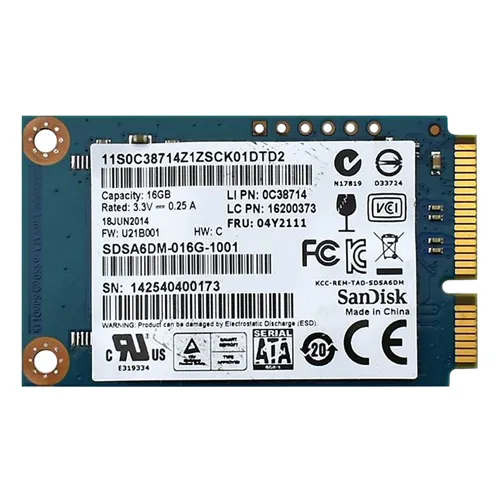 Lenovo 04Y2111 | 16GB Multi-Level Cell SATA 6Gb/s mSATA Solid State Drive Refurbished - Lenovo refurbished available on Gotodirect