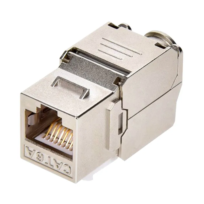 Monoprice 15680 | Entegrade Series Cat6/Cat6A Shielded RJ45 Toolless Die Cast 180-Degree Keystone Jack for 22-24AWG Solid Wire Silver Refurbished -  refurbished available on Gotodirect