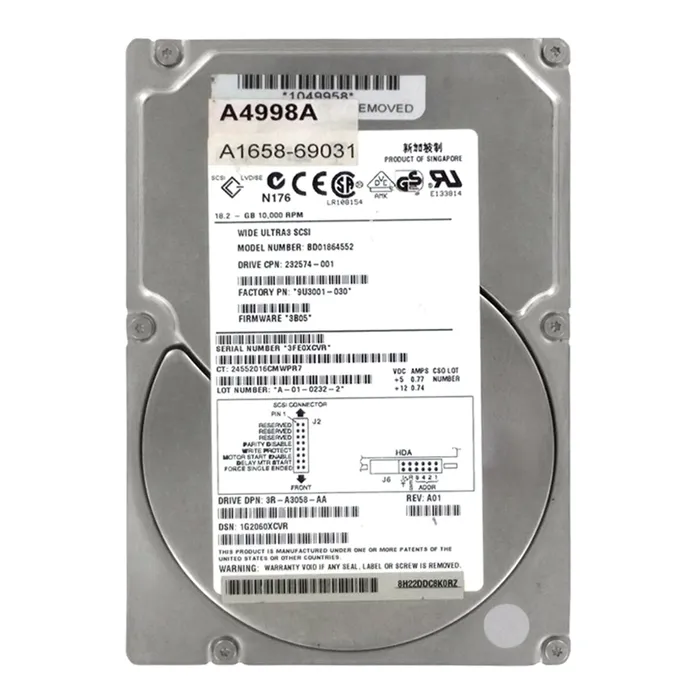 HP BD01864552 | 18.2GB 10000RPM Ultra160 SCSI Hot Swappable LVD 80-Pin 3.5-Inch Hard Drive Refurbished - Hewlett-Packard (ou HP en abrégé) refurbished available on Gotodirect