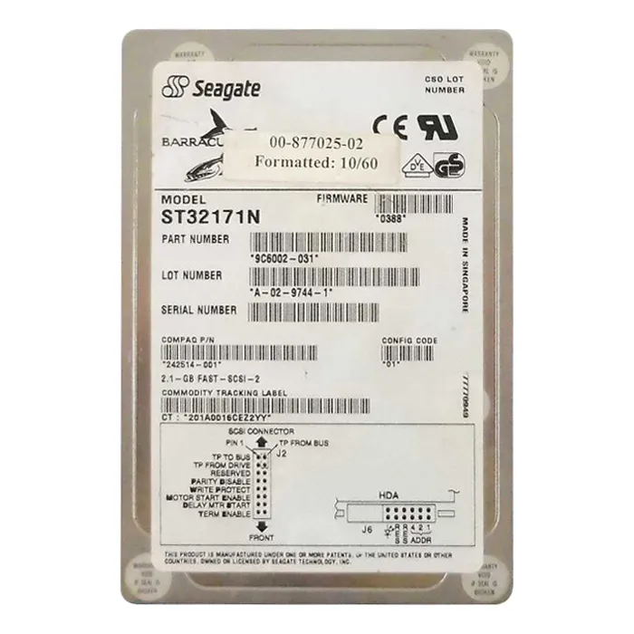 HP 242514-001 | 2GB 7200RPM Ultra SCSI 512KB Cache 3.5-Inch Hard Drive Refurbished - Hewlett-Packard (ou HP en abrégé) refurbished available on Gotodirect