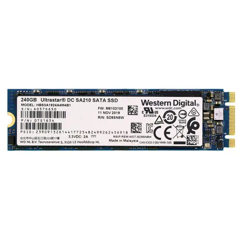 HGST HBS3A1924A4M4B1 | Ultrastar DC SA210 Series 240GB 3D Triple-Level Cell SATA 6Gb/s (TCG Opal 2.01) M.2 2280 Solid State Drive Refurbished - HGST (a subsidiary of Western Digital) refurbished available on Gotodirect