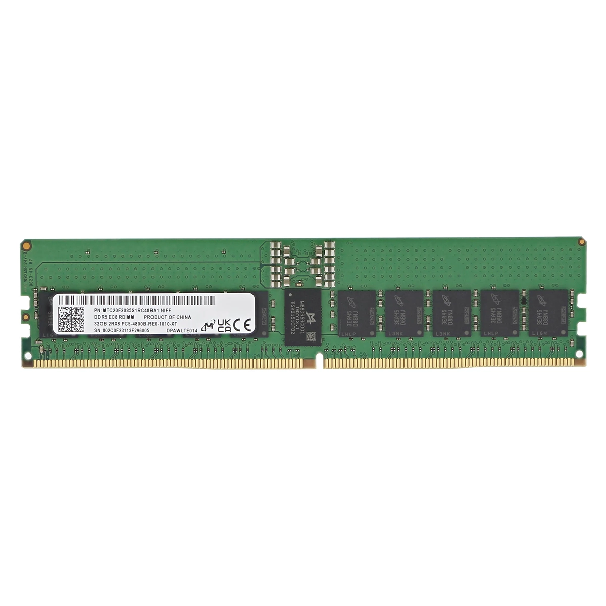 Micron MTC20F2085S1RC48B | 32GB DDR5-4800MHz PC5-38400 ECC Registered RDIMM CL40 2Rx4 1.1V 288-Pin Memory Module Refurbished -  refurbished available on Gotodirect
