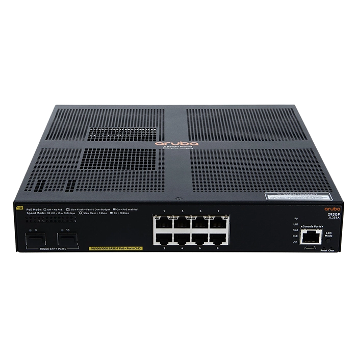 HP JL258-61101 | Aruba 2930F Series 2930F 8G PoE+ 2SFP+ 8 x RJ-45 PoE+ 10/100/1000Base-T and 2 x SFP+ Ports Layer 3 Managed Gigabit Ethernet Network Switch Refurbished - Hewlett-Packard (ou HP en abrégé) refurbished available on Gotodirect