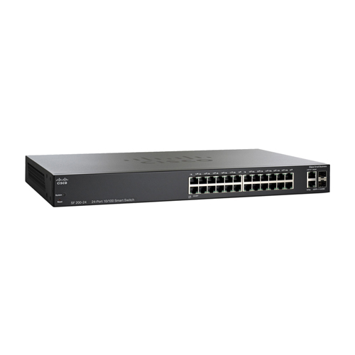 Cisco SLM224GT-NA | Small Business 200 Series SF200-24 24 x Ports 10/100Base-T + 2 x Ports Combo SFP (mini-GBIC) Rack-Mountable Layer 2 Managed Fast Ethernet Network Switch Refurbished - Cisco Systems Inc. refurbished available on Gotodirect