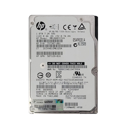 HP MM1000FECVH | 1TB 7200RPM SAS 6Gb/s SFF Hot-Pluggable Dual Port 2.5-inch Midline Hard Drive for Gen8/9 ProLiant Server/Storage Array Refurbished - Hewlett-Packard (ou HP en abrégé) refurbished available on Gotodirect