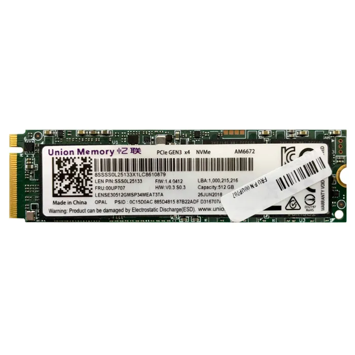 Lenovo 00UP707 | 512GB TLC PCI Express 3.0 x4 NVMe M.2 2280 Internal Solid State Drive Refurbished - Lenovo refurbished available on Gotodirect