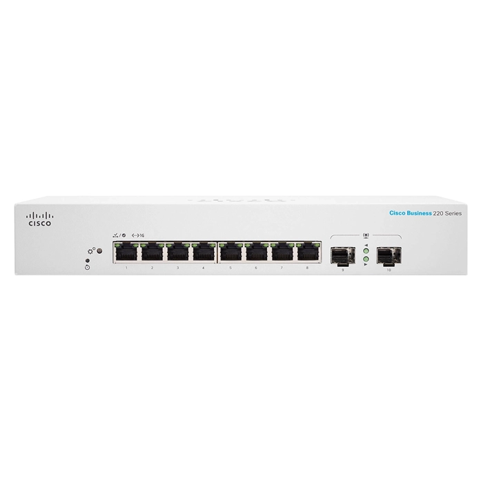 Cisco CBS220-8T-E-2G-NA | Business 220 Series CBS220-8T-E-2G 8 x Ports 10/100/1000Base-T + 2 x SFP Ports Layer 2 Managed Rack-mountable Gigabit Ethernet Network Switch Refurbished - Cisco Systems Inc. refurbished available on Gotodirect