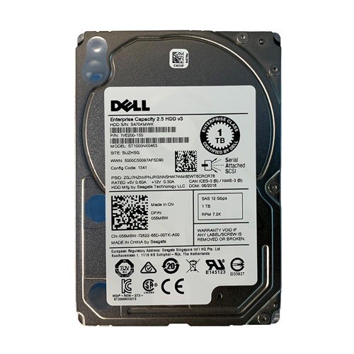 Dell 56M6W | 1TB 7200RPM SAS 12Gb/s Hot-Pluggable 2.5-Inch Nearline Hard Drive for PowerEdge Server & PowerVault Storage Array Refurbished - Dell refurbished available on Gotodirect