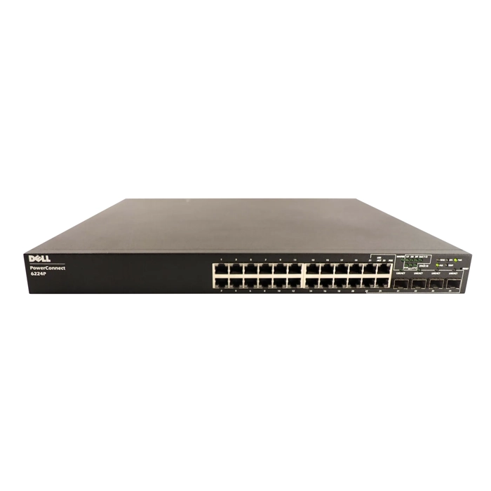Dell 06224P | PowerConnect 6200 Series 6224P 24 x RJ-45 Ports PoE 1000Base-T + 4 x Shared SFP Combo Ports Layer 3 Managed 1U Rack-mountable Gigabit Ethernet Network Switch Refurbished - Dell refurbished available on Gotodirect