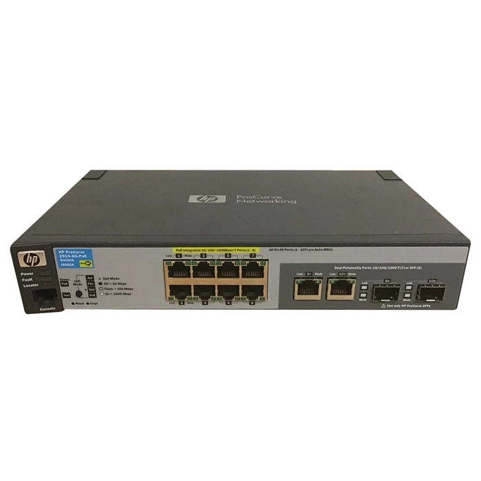 HP J9562A | Aruba 2915 Series 2915-8G-PoE 8 x 10/100/1000Base-T RJ-45 Ports PoE and 2 x 1GbE RJ-45/SFP Dual Personality Ports Layer 3 Managed Gigabit Ethernet Network Switch Refurbished - Hewlett-Packard (ou HP en abrégé) refurbished available on Gotodirect