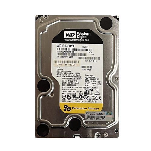HP 657753-001 | 1TB 7200RPM SATA 6Gb/s NCQ LFF 3.5-inch Midline Hard Drive Refurbished - Hewlett-Packard (ou HP en abrégé) refurbished available on Gotodirect
