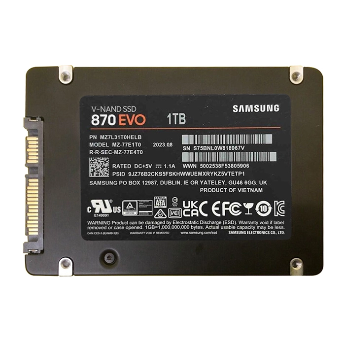 Samsung MZ-77E1T0B/AM | 870 EVO Series 1TB 2.5-inch 6GB/s SATA 1GB Cache V-NAND 3bit MLC Solid State Drive Refurbished - Samsung refurbished available on Gotodirect