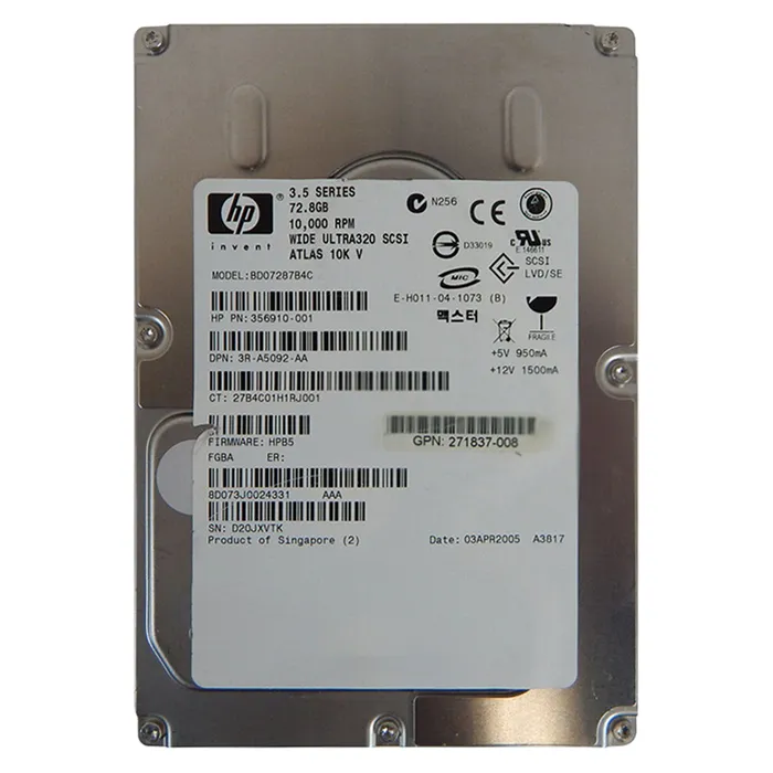 HP 271837-008 | 72.8GB 10000RPM Ultra-320 SCSI Hot-Pluggable (LVD) 80-Pin 3.5-Inch Hard Drive for BL20p G1/BL20p G2/BL20p G3/BL25p/BL40p Server Refurbished - Hewlett-Packard (ou HP en abrégé) refurbished available on Gotodirect