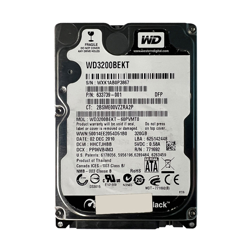 HP 633739-001 | 320GB 7200RPM SATA 3Gb/s 16MB Cache 2.5-inch Hard Drive Refurbished - Hewlett-Packard (ou HP en abrégé) refurbished available on Gotodirect