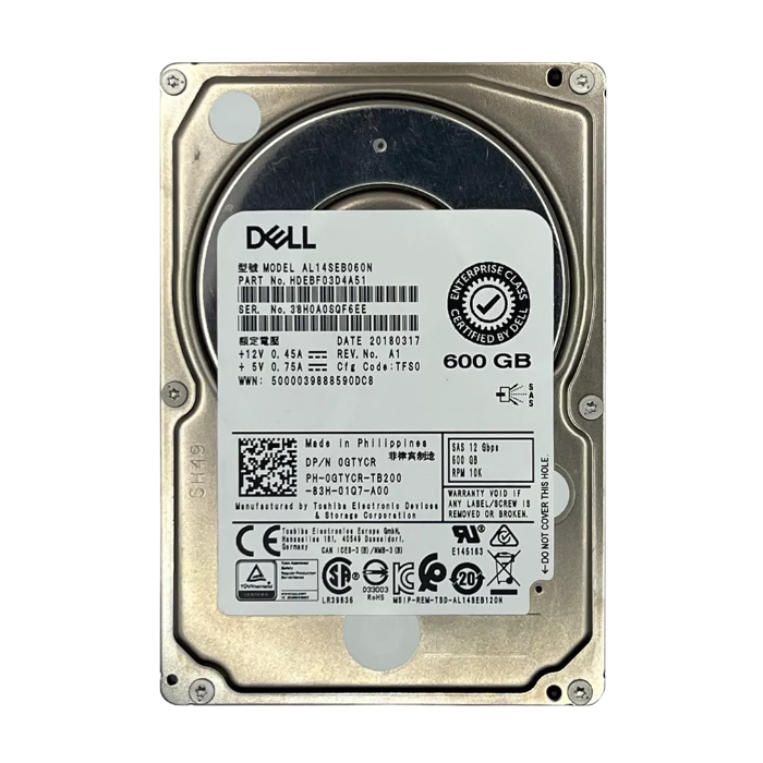 Dell GTYCR | 600GB 10000RPM SAS 12Gb/s Hot-Swappable 128MB Cache (512n) 2.5-Inch Hard Drive for PowerEdge Servers Refurbished - Dell refurbished available on Gotodirect