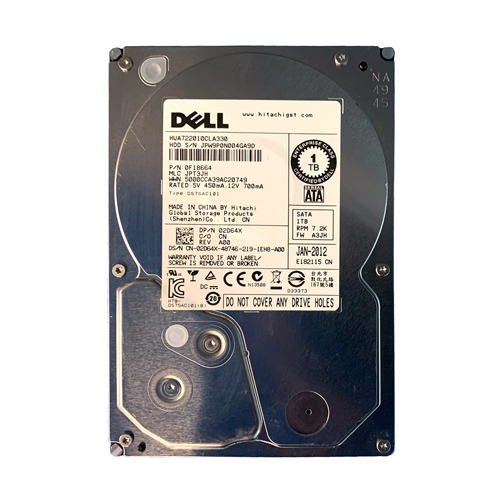 Dell 2D64X | 1TB 7200RPM SATA 3Gb/s Hot-Pluggable (512n) 3.5-Inch Hard Drive for PowerEdge Server & PowerVault Storage Array Refurbished - Dell refurbished available on Gotodirect