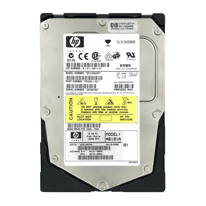 HP 5065-7804 | 18.2GB 15000RPM Fibre Channel 2Gb/s Hot Swappable 3.5-Inch Hard Drive Refurbished - Hewlett-Packard (ou HP en abrégé) refurbished available on Gotodirect
