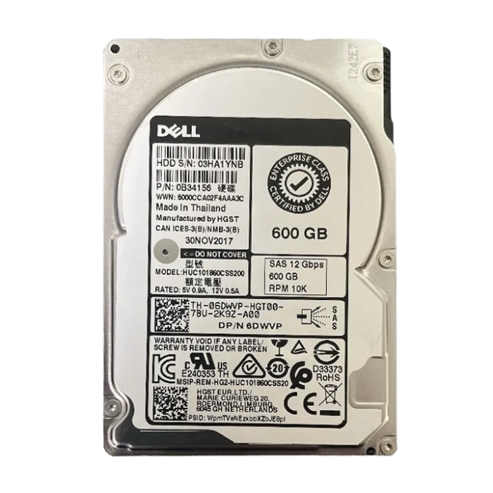 Dell 06DWVP | 600GB 10000RPM SAS 12Gb/s Hot-Pluggable 128MB Cache (512n) 2.5-Inch Hard Drive for PowerEdge Servers Refurbished - Dell refurbished available on Gotodirect