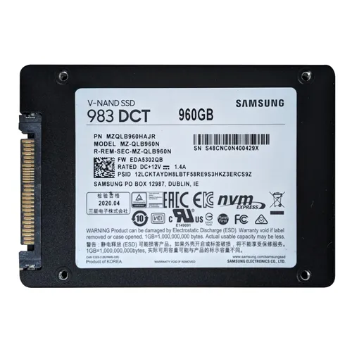 Samsung MZ-QLB960N | 983 DCT Series 960GB Triple-Level-Cell PCI-Express 3.0 x4 NVMe Mixed-Use U.2 2.5-Inch Solid State Drive Refurbished - Samsung refurbished available on Gotodirect