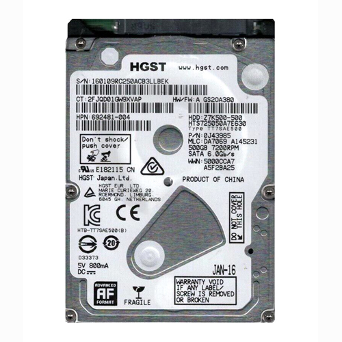 HP 692481-004 | 500GB 7200RPM SATA 6Gb/s 32MB Cache SFF 2.5-inch Hard Drive Refurbished - Hewlett-Packard (ou HP en abrégé) refurbished available on Gotodirect