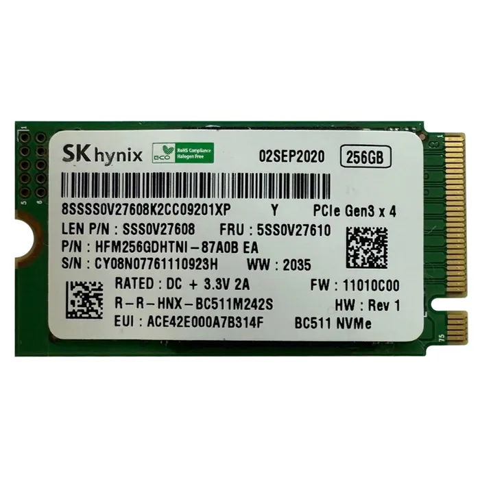 Lenovo 5SS0V27610 | 256GB TLC PCI Express 3.0 x2 NVMe M.2 2242 Internal Solid State Drive Refurbished - Lenovo refurbished available on Gotodirect