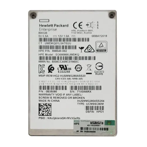 HP EO000800JWDKQ | 800GB Multi-Level Cell SAS 12Gb/s Hot Swappable Write Intensive SFF 2.5-Inch Solid State Drive for ProLiant XL230k Gen10 Refurbished - Hewlett-Packard (ou HP en abrégé) refurbished available on Gotodirect