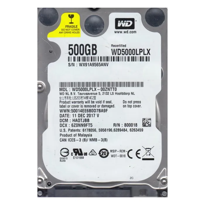 Western Digital WD5000LPLX-00ZNTT0 | Black 500GB 2.5-inch 6GB/s SATA 7200RPM 32MB Cache Laptop Hard Drive Refurbished - Western Digital refurbished available on Gotodirect