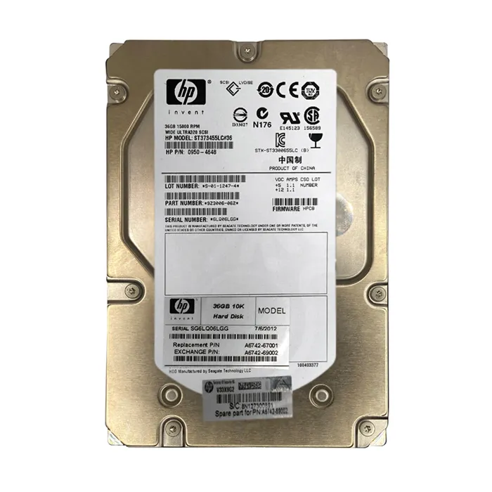 Buy HP A6742-67001 | 36.4GB 10000RPM Ultra160 SCSI Hot Swappable LVD 80-Pin 3.5-Inch Hard Drive Refurbished - $352.11 HP A6742-67001 | 36.4GB 10000RPM Ultra160 SCSI Hot Swappable LVD 80-Pin 3.5-Inch Hard Drive Refurbished - Hewlett-Packard (ou HP en abrégé) refurbished available on Gotodirect