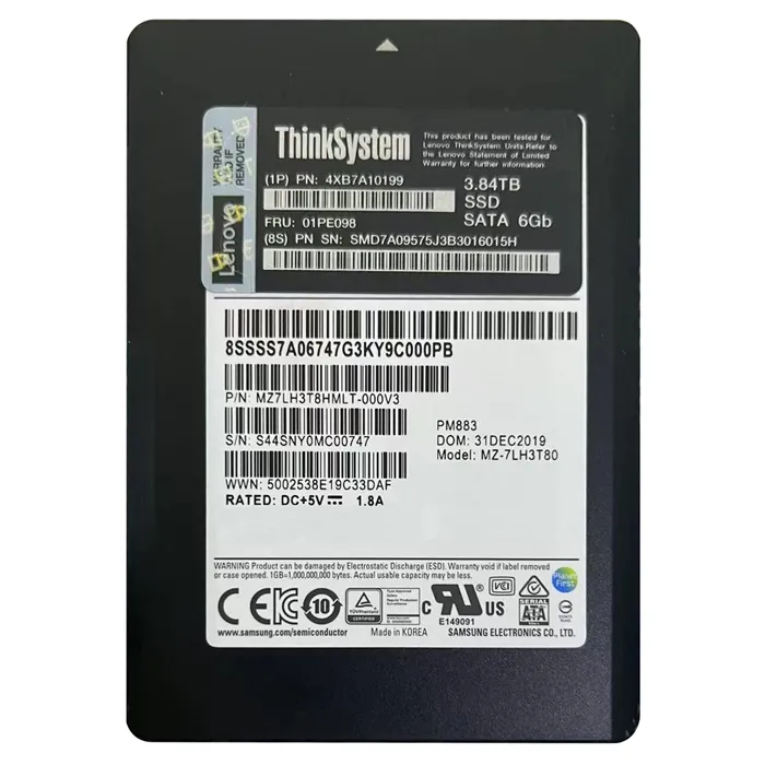 Lenovo 4XB7A10199 | 3.84TB TLC SATA 6GB/s Hot Swap 2.5-Inch Internal Solid State Drive Refurbished - Lenovo refurbished available on Gotodirect