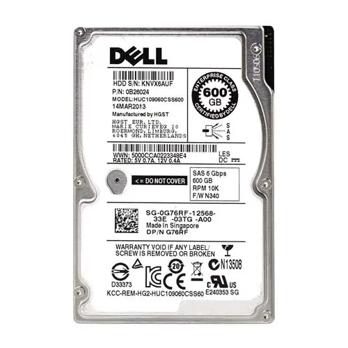 Dell G76RF | 600GB 10000RPM SAS 6Gb/s 2.5-Inch Hard Drive Refurbished - Dell refurbished available on Gotodirect