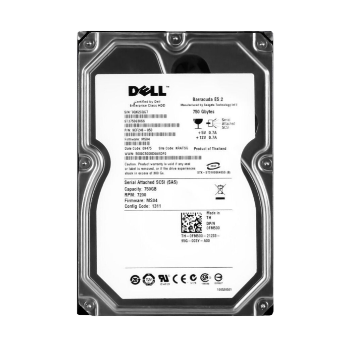 Dell FM500 | 750GB 7200RPM SAS 3Gb/s Hot-Pluggable 3.5-Inch Nearline Hard Drive for PowerEdge Servers Refurbished - Dell refurbished available on Gotodirect