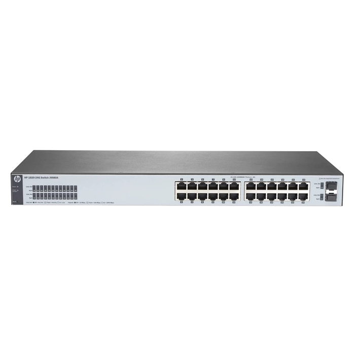 HP J9980A#ABA | OfficeConnect 1820 Series 1820-24G 24 x 10/100/1000Base-T RJ-45 and 2 x SFP (mini-GBIC) Ports Layer 2 Managed Gigabit Ethernet Network Switch Refurbished - Hewlett-Packard (ou HP en abrégé) refurbished available on Gotodirect