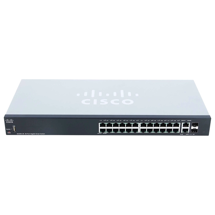 Cisco SG250-26-K9-NA-RF | Small Business 250 Series SG250-26 24 x Ports 10/100/1000Base-T + 2 x Ports Combo SFP Rack-Mountable Layer 2 Managed Gigabit Ethernet Network Switch Refurbished - Cisco Systems Inc. refurbished available on Gotodirect