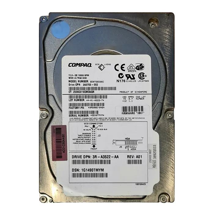 HP 3R-A3522-AA | 72.8GB 10000RPM Ultra160 SCSI Hot Swappable LVD 80-Pin 3.5-Inch Hard Drive Refurbished - Hewlett-Packard (ou HP en abrégé) refurbished available on Gotodirect