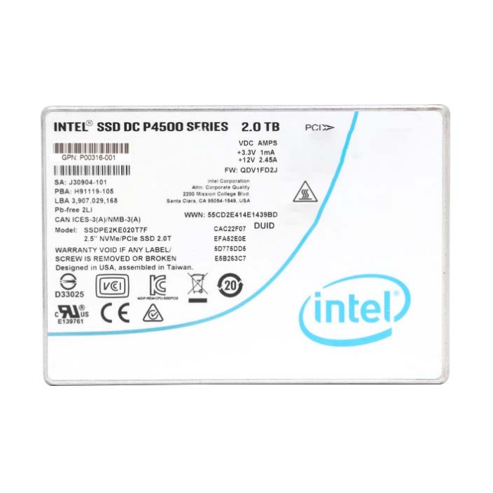Intel SSDPE2KE020T7F | 2TB Triple-Level Cell PCI Express NVMe 3.0 x4 3D NAND U.2 2.5-Inch Solid State Drive Refurbished - Intel refurbished available on Gotodirect