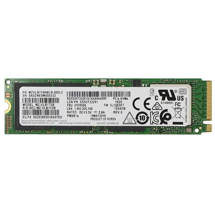 Samsung MZVLB1T0HBLR-000L2 | PM981a Series 1TB TLC PCI Express 3.0 x4 NVMe AES-256/ TCG Opal 2.0 M.2 2280 Internal Solid State Drive Refurbished - Samsung refurbished available on Gotodirect