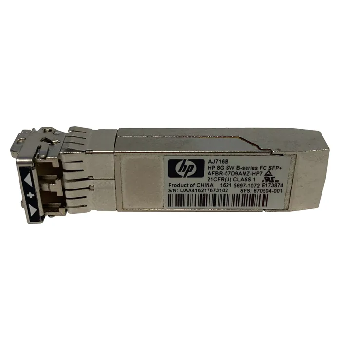 Buy HP AJ716B | B-Series 8Gb/s 8GBase-SR Multi-Mode Fibre 850nm 300m Fibre Channel Duplex LC Connector SFP+ Transceiver Module Refurbished - $115.87 HP AJ716B | B-Series 8Gb/s 8GBase-SR Multi-Mode Fibre 850nm 300m Fibre Channel Duplex LC Connector SFP+ Transceiver Module Refurbished - Hewlett-Packard (ou HP en abrégé) refurbished available on Gotodirect