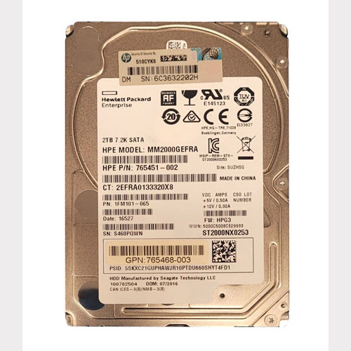 HP 765468-003 | 2TB 7200RPM SATA 6Gb/s 512e 2.5-Inch Hard Drive with Smart Carrier Refurbished - Hewlett-Packard (ou HP en abrégé) refurbished available on Gotodirect