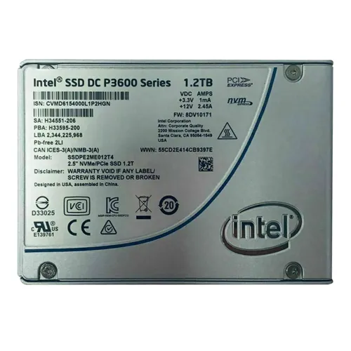 Intel SSDPE2ME012T401 | DC P3600 1.2TB Multi-Level Cell PCI Express 3.0 x4 NVMe U.2 2.5-Inch Solid State Drive Refurbished - Intel refurbished available on Gotodirect