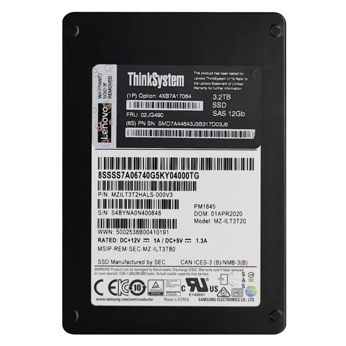 Lenovo 02JG490 | 3.2TB TLC Mainstream SAS 12Gb/s Hot Swap 2.5-Inch Internal Solid State Drive Refurbished - Lenovo refurbished available on Gotodirect