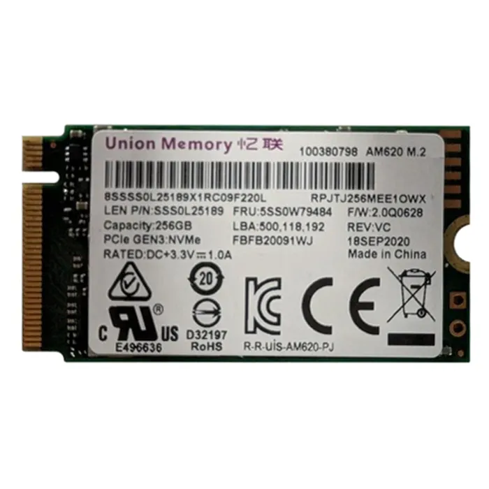Lenovo 5SS0W79484 | 256GB TLC PCI Express 3.0 x2 NVMe M.2 2242 Internal Solid State Drive Refurbished - Lenovo refurbished available on Gotodirect