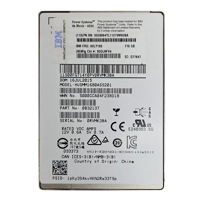 IBM 00LY162 | 775GB Multi-Level Cell SAS 12Gb/s 2.5-Inch Solid State Drive for pSeries Servers Refurbished -  refurbished available on Gotodirect