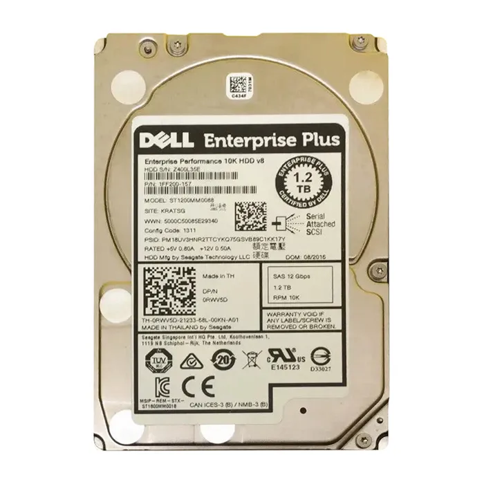 Dell RWV5D | 1.2TB 10000RPM SAS 12Gb/s Hot-Pluggable (512n) 2.5-Inch Hard Drive for PowerEdge Server & PowerVault Storage Array Refurbished - Dell refurbished available on Gotodirect