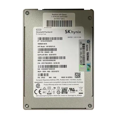 HP 838403-005 | 1.92TB Multi-Level Cell SATA 6Gb/s Hot Swappable Read Intensive-3 2.5-Inch Enterprise Solid State Drive for ProLiant DL120 Gen9 Refurbished - Hewlett-Packard (ou HP en abrégé) refurbished available on Gotodirect