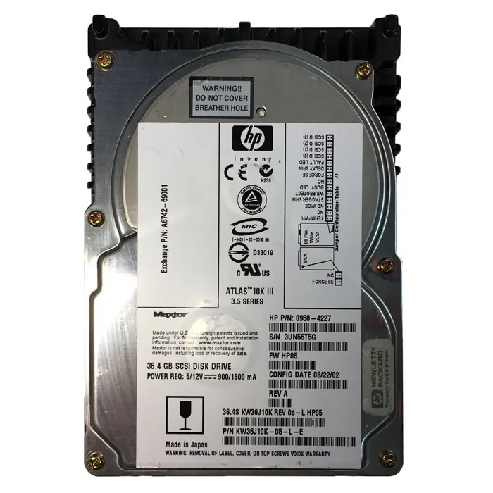 Buy HP 0950-4227 | 36GB 10000RPM Ultra 160 SCSI Hot-Swappable 16MB Cache 3.5-Inch Hard Drive Refurbished - $317.02 HP 0950-4227 | 36GB 10000RPM Ultra 160 SCSI Hot-Swappable 16MB Cache 3.5-Inch Hard Drive Refurbished - Hewlett-Packard (ou HP en abrégé) refurbished available on Gotodirect