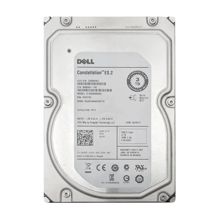 Dell 091K8T | 3TB 7200RPM Nearline SAS 6Gb/s 3.5-Inch Hard Drive for PowerEdge Server Refurbished - Dell refurbished available on Gotodirect